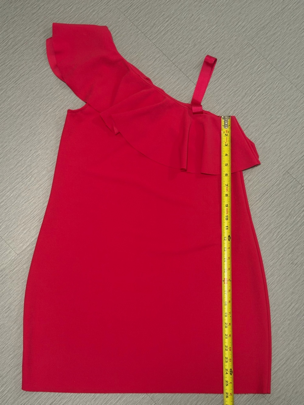 ZARA Fuchsia Large One Shoulder Ruffle Dress Bright Pink Asymmetrical - Picture 3 of 8